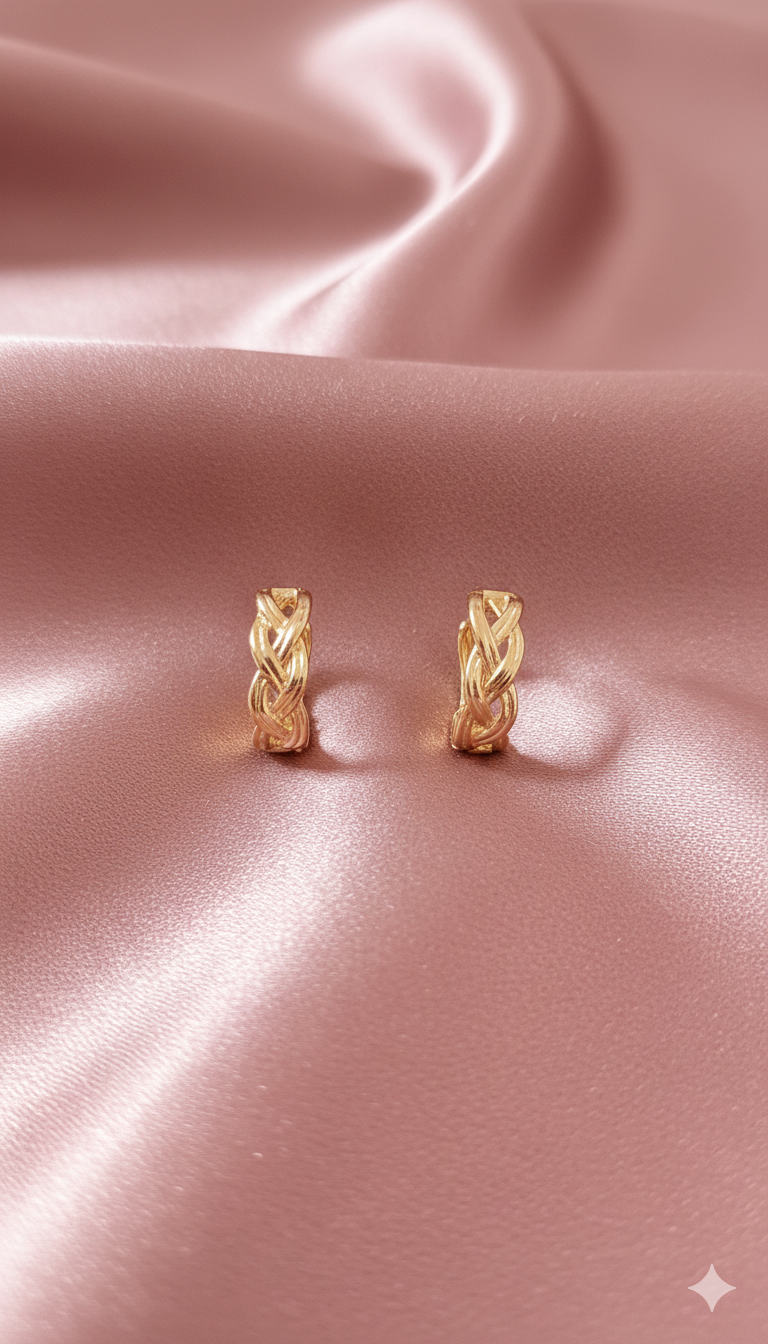 Boucles d'oreilles créoles dorées tressées