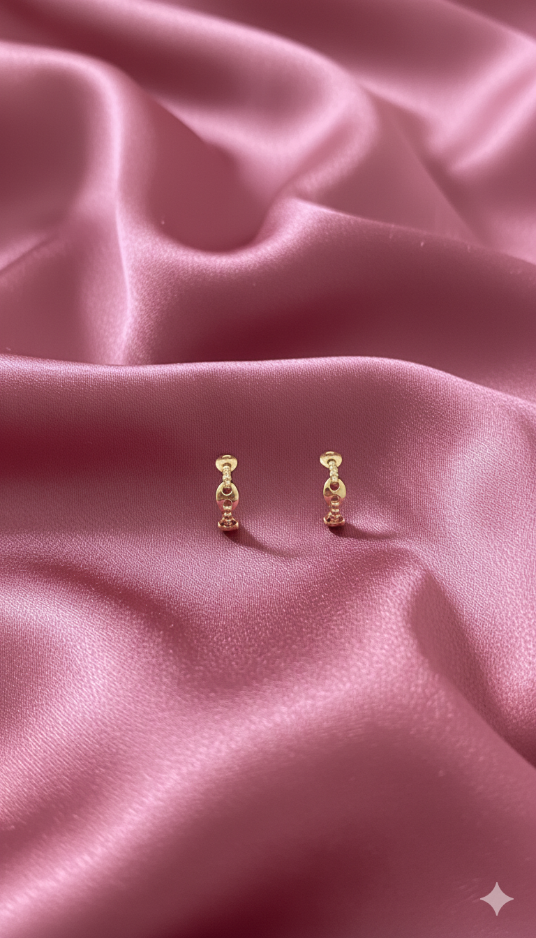 Boucles d'oreilles créoles avec maillons mini-chaîne