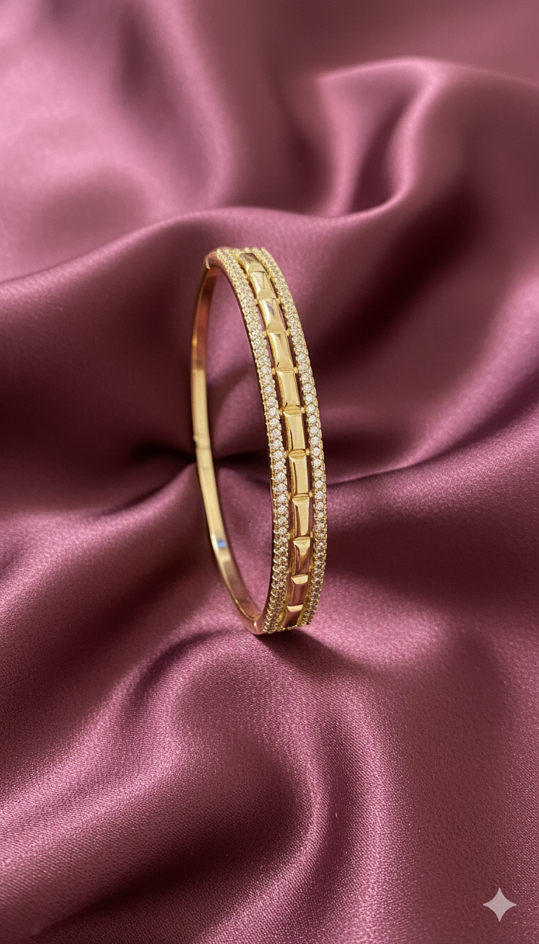Bracelet jonc rigide avec strass et motif de briques